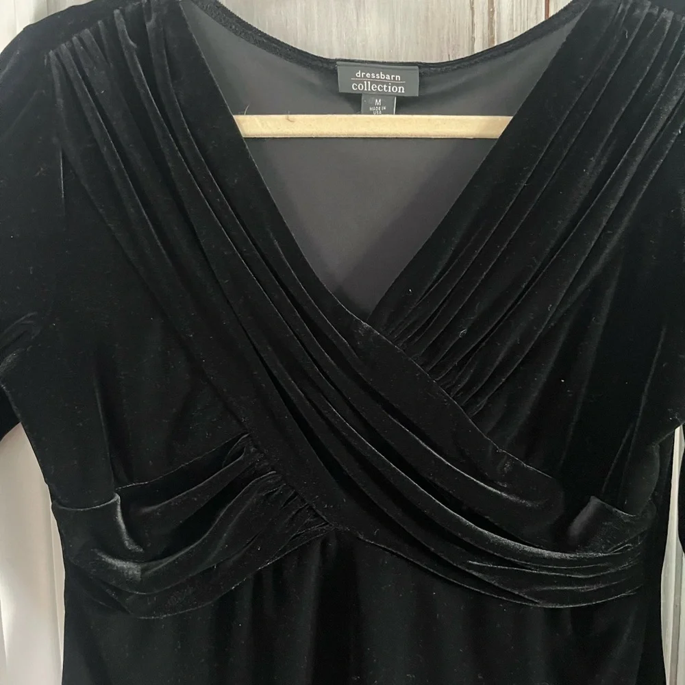 VTG Y2K black Velvet babydoll top 3/4 sleeve | M whimsigoth fairy grunge romance - Picture 4 of 12